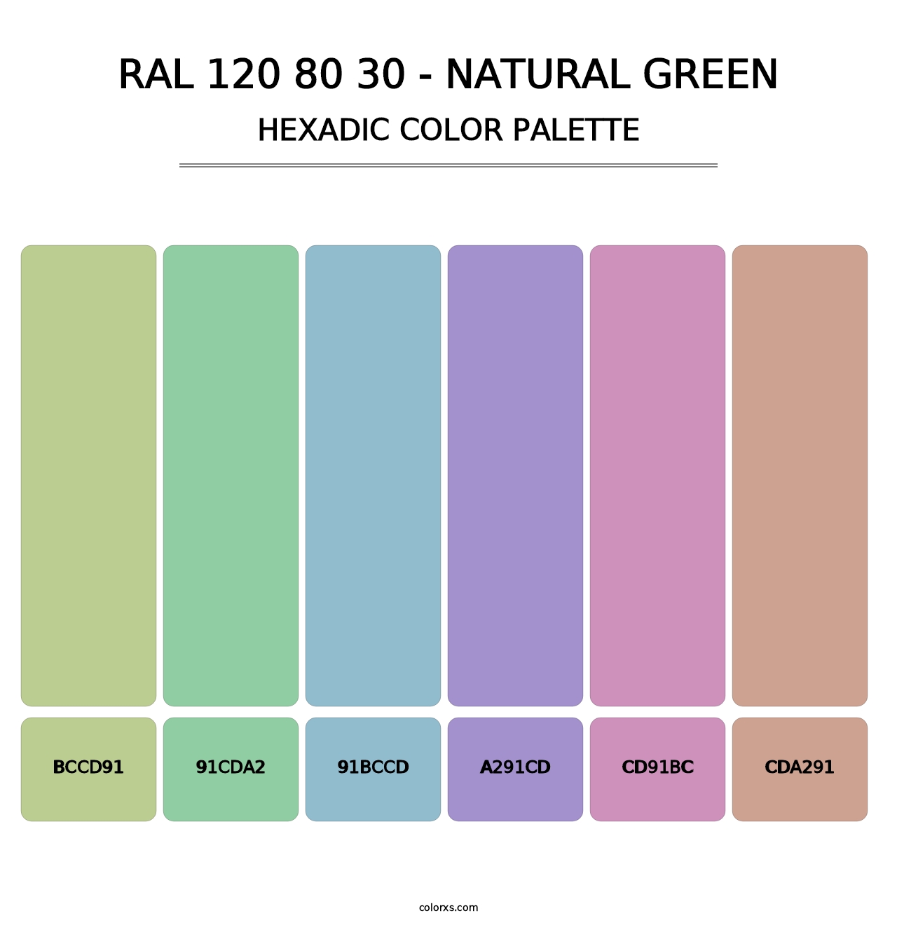 RAL 120 80 30 - Natural Green - Hexadic Color Palette