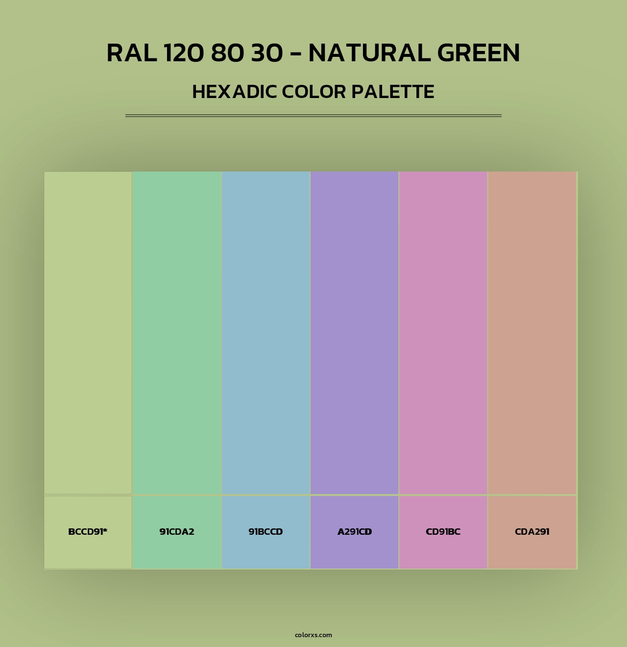 RAL 120 80 30 - Natural Green - Hexadic Color Palette