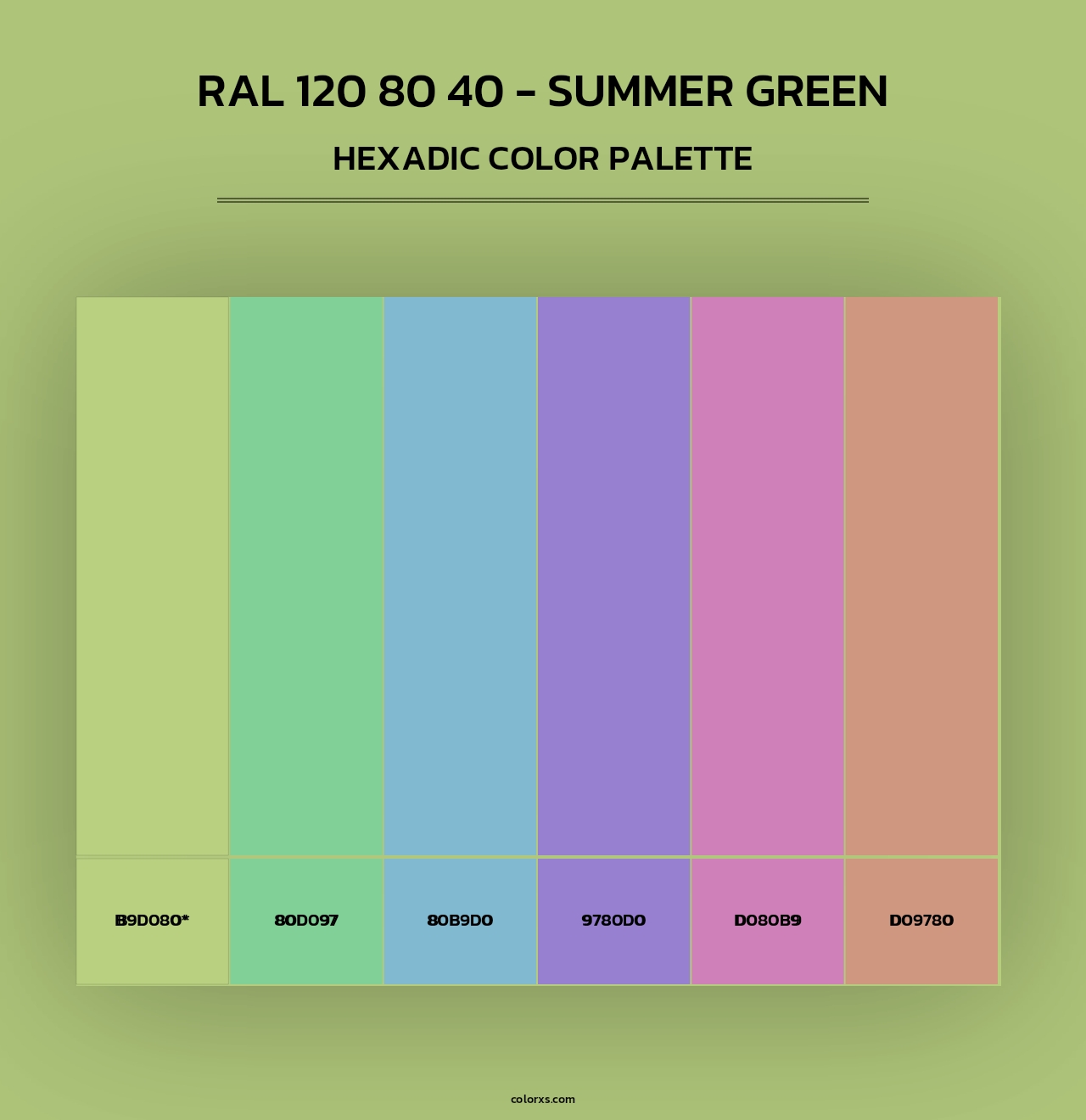 RAL 120 80 40 - Summer Green - Hexadic Color Palette