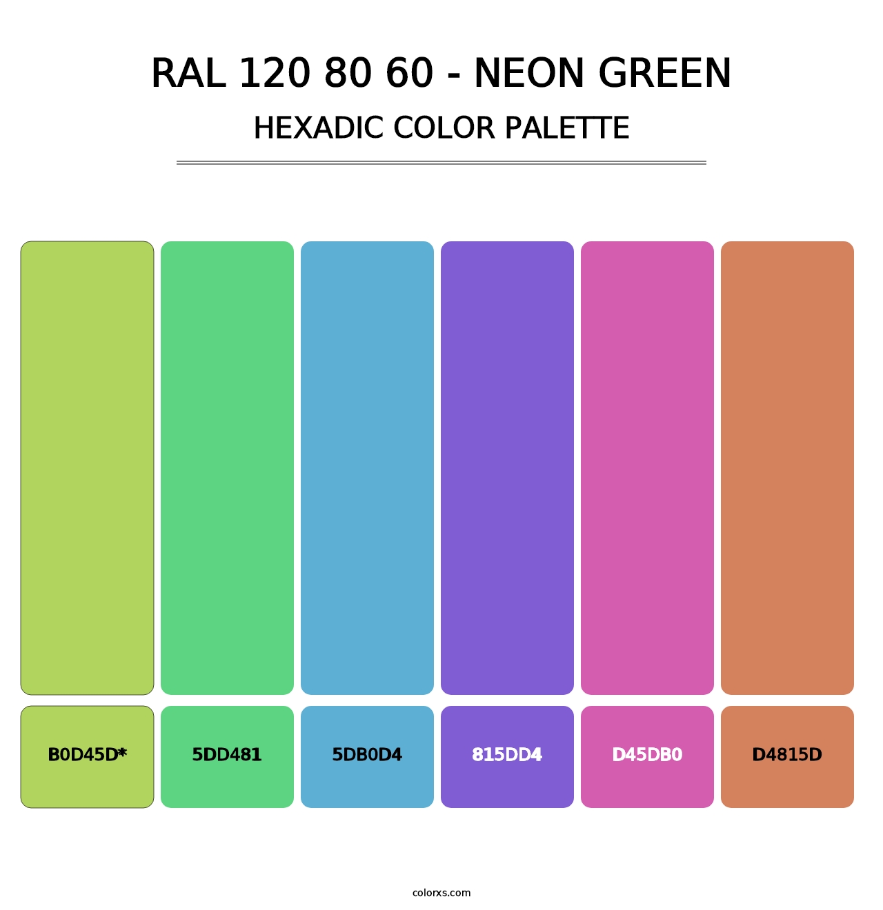 RAL 120 80 60 - Neon Green - Hexadic Color Palette