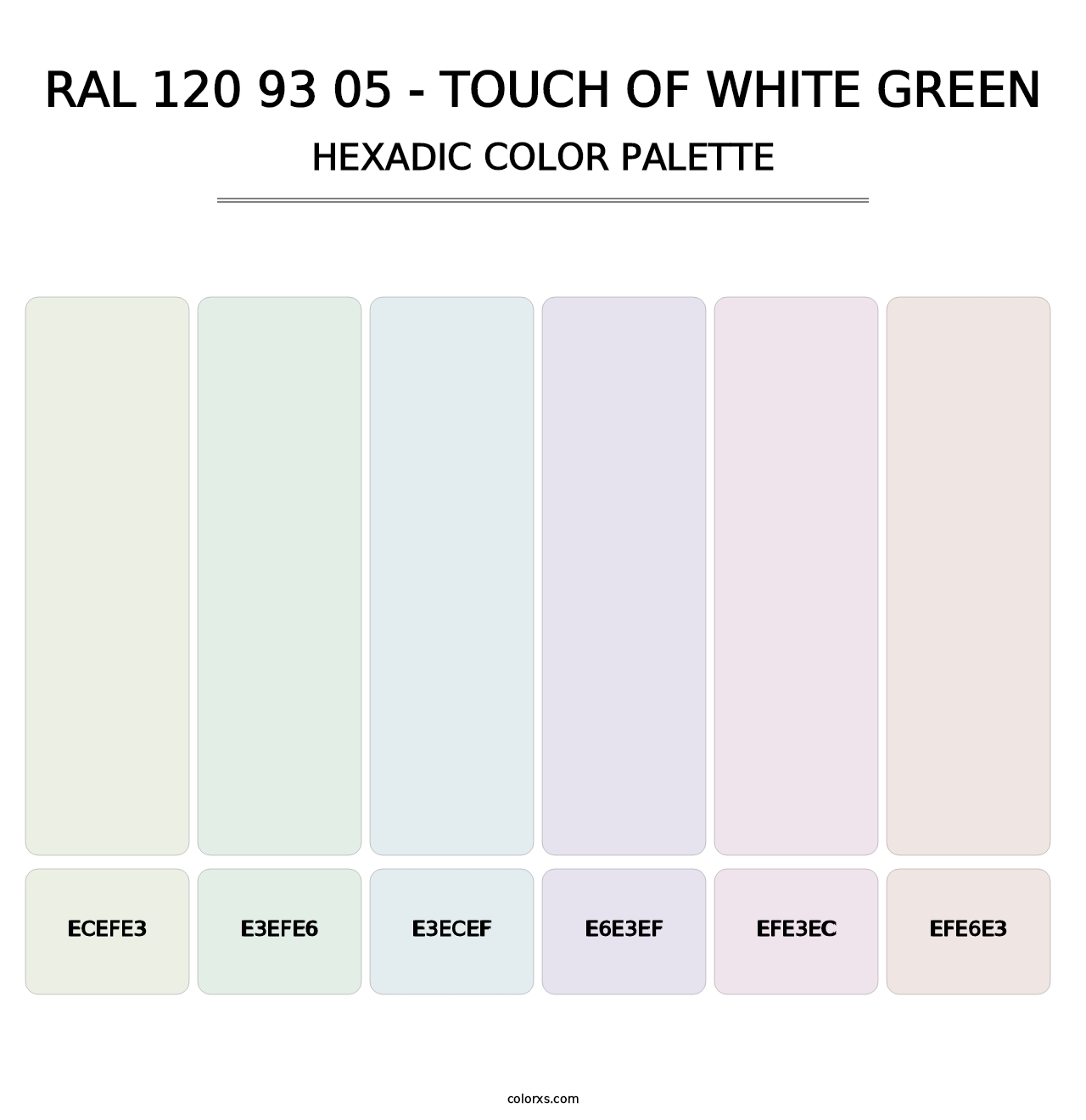 RAL 120 93 05 - Touch Of White Green - Hexadic Color Palette