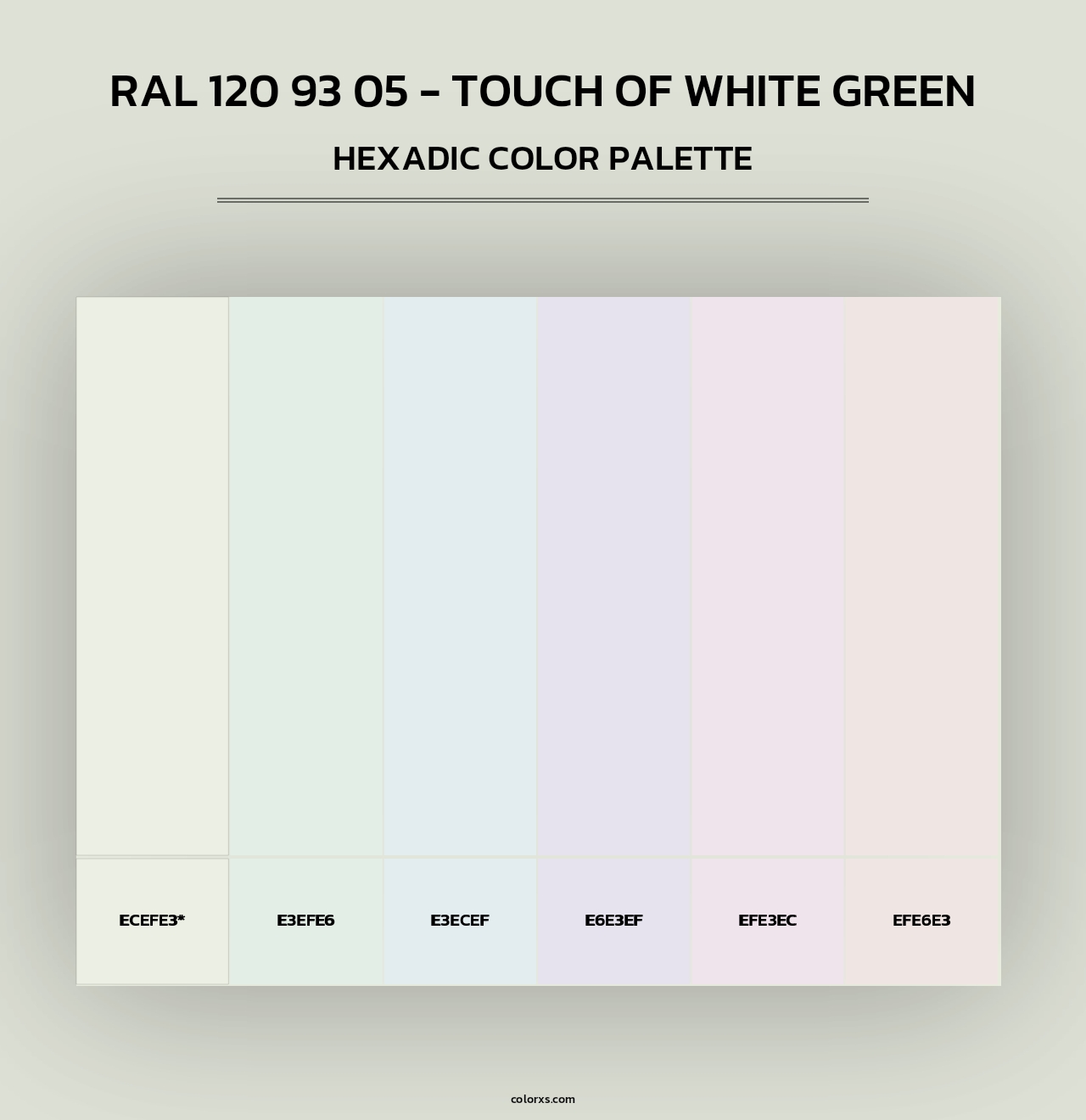RAL 120 93 05 - Touch Of White Green - Hexadic Color Palette