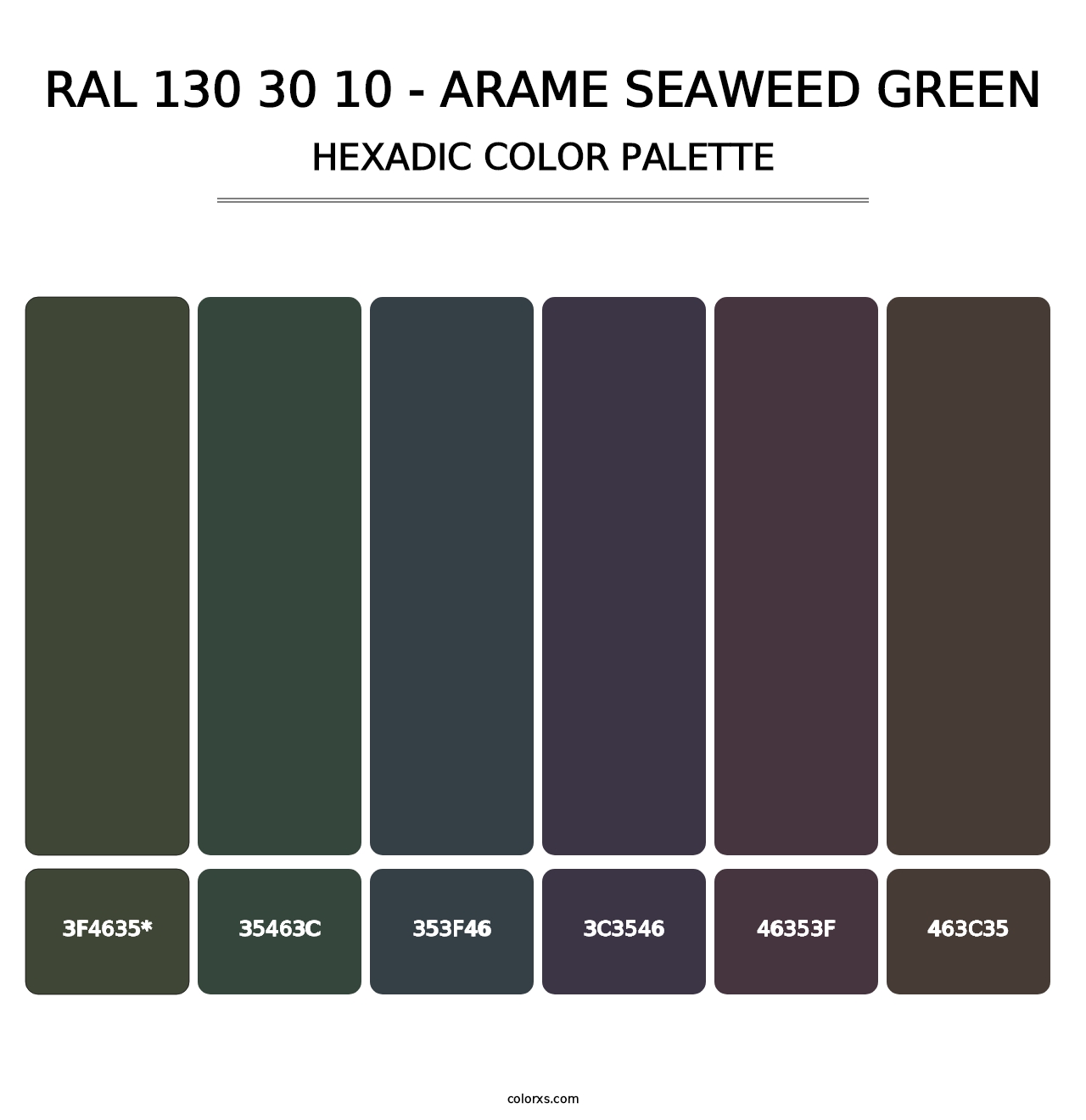 RAL 130 30 10 - Arame Seaweed Green - Hexadic Color Palette