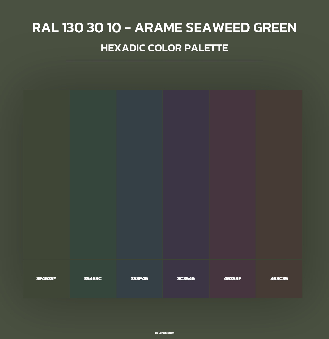 RAL 130 30 10 - Arame Seaweed Green - Hexadic Color Palette