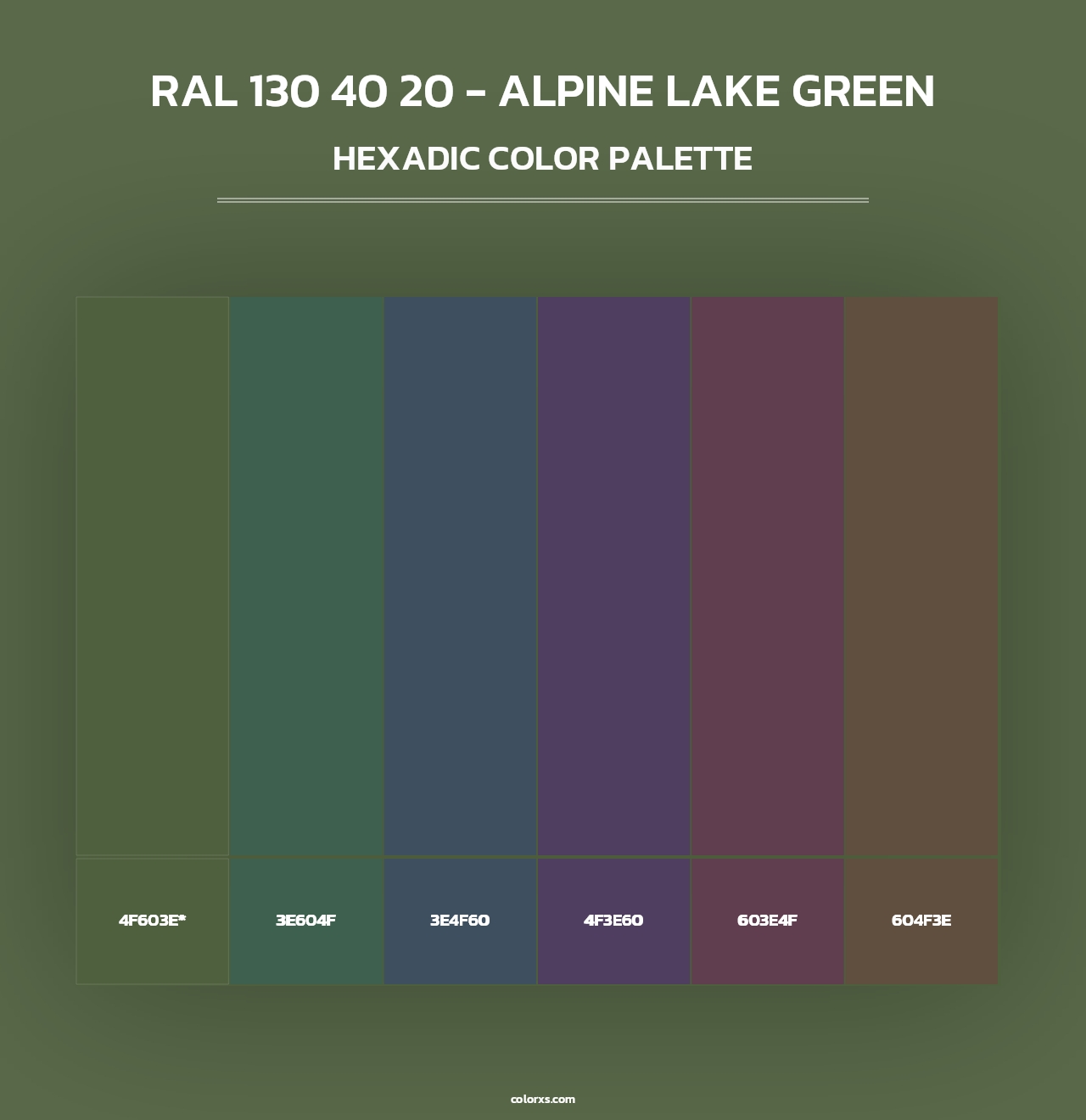 RAL 130 40 20 - Alpine Lake Green - Hexadic Color Palette