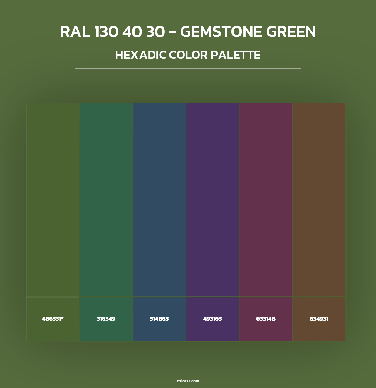 RAL 130 40 30 - Gemstone Green - Hexadic Color Palette