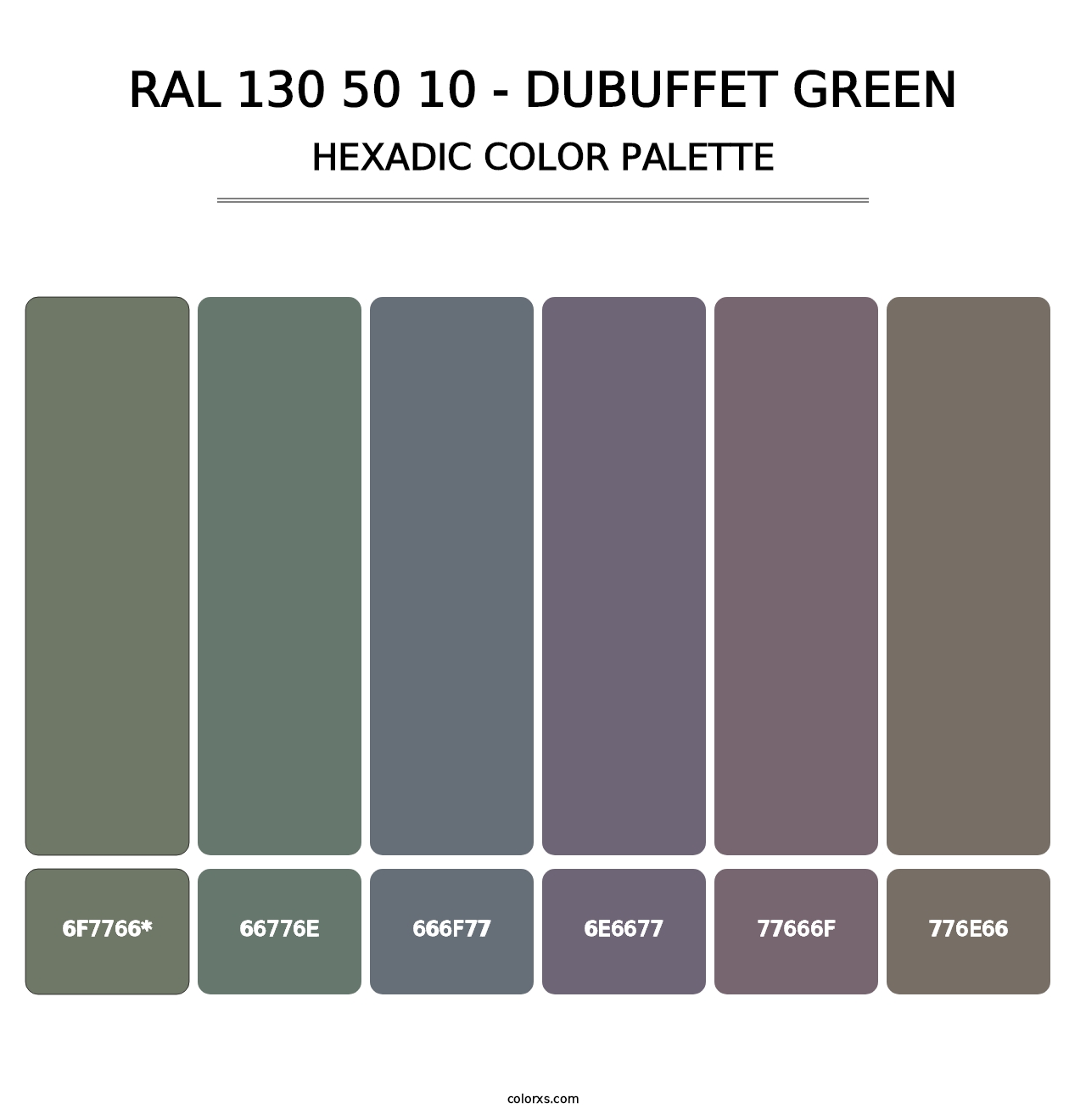 RAL 130 50 10 - Dubuffet Green - Hexadic Color Palette