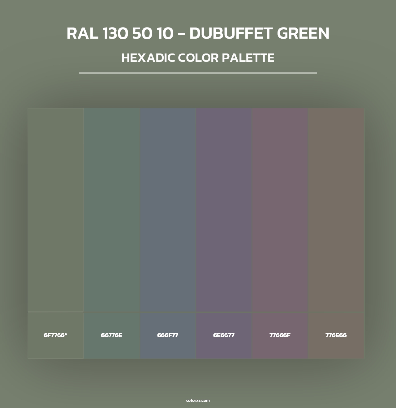 RAL 130 50 10 - Dubuffet Green - Hexadic Color Palette
