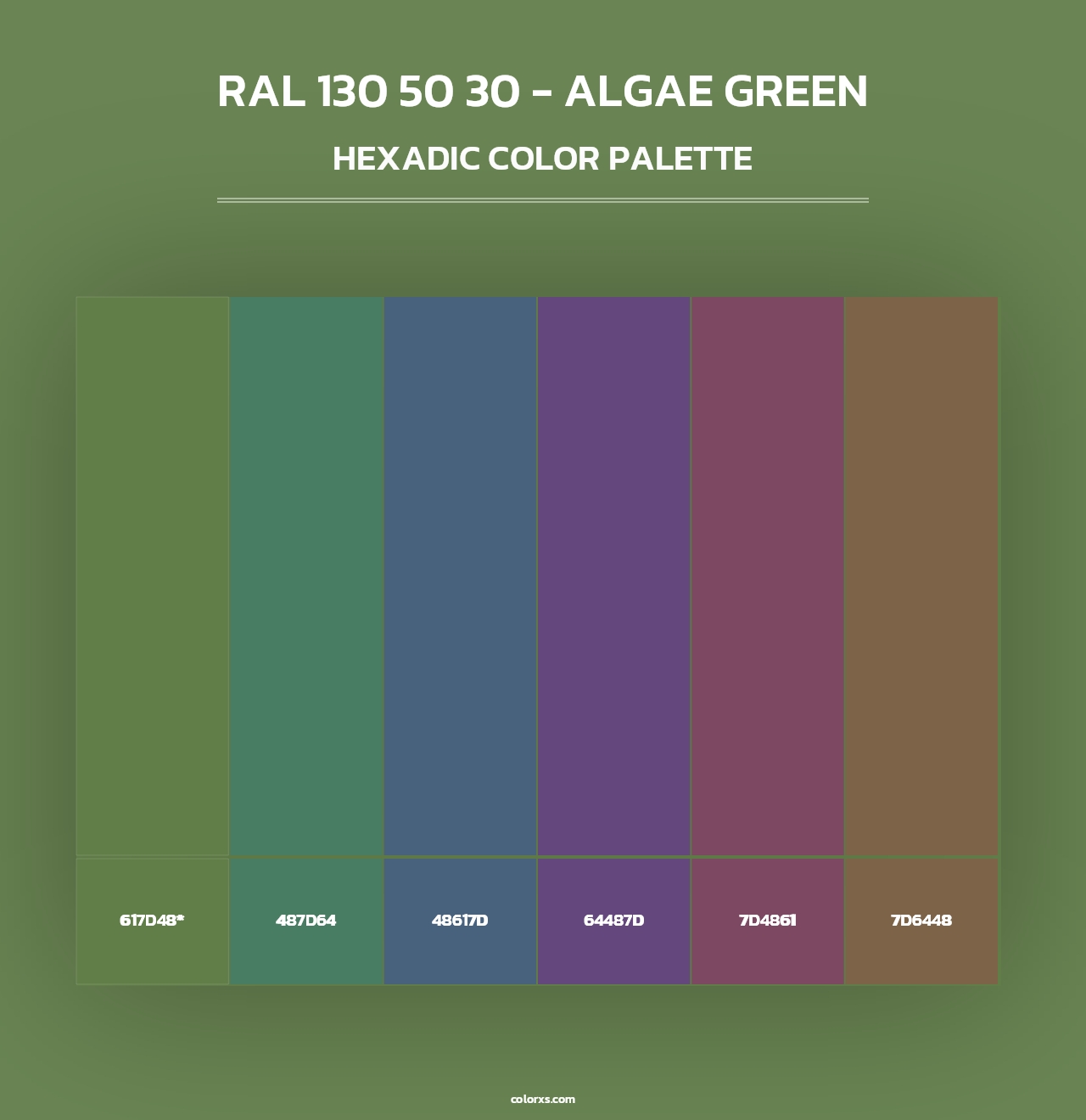 RAL 130 50 30 - Algae Green - Hexadic Color Palette
