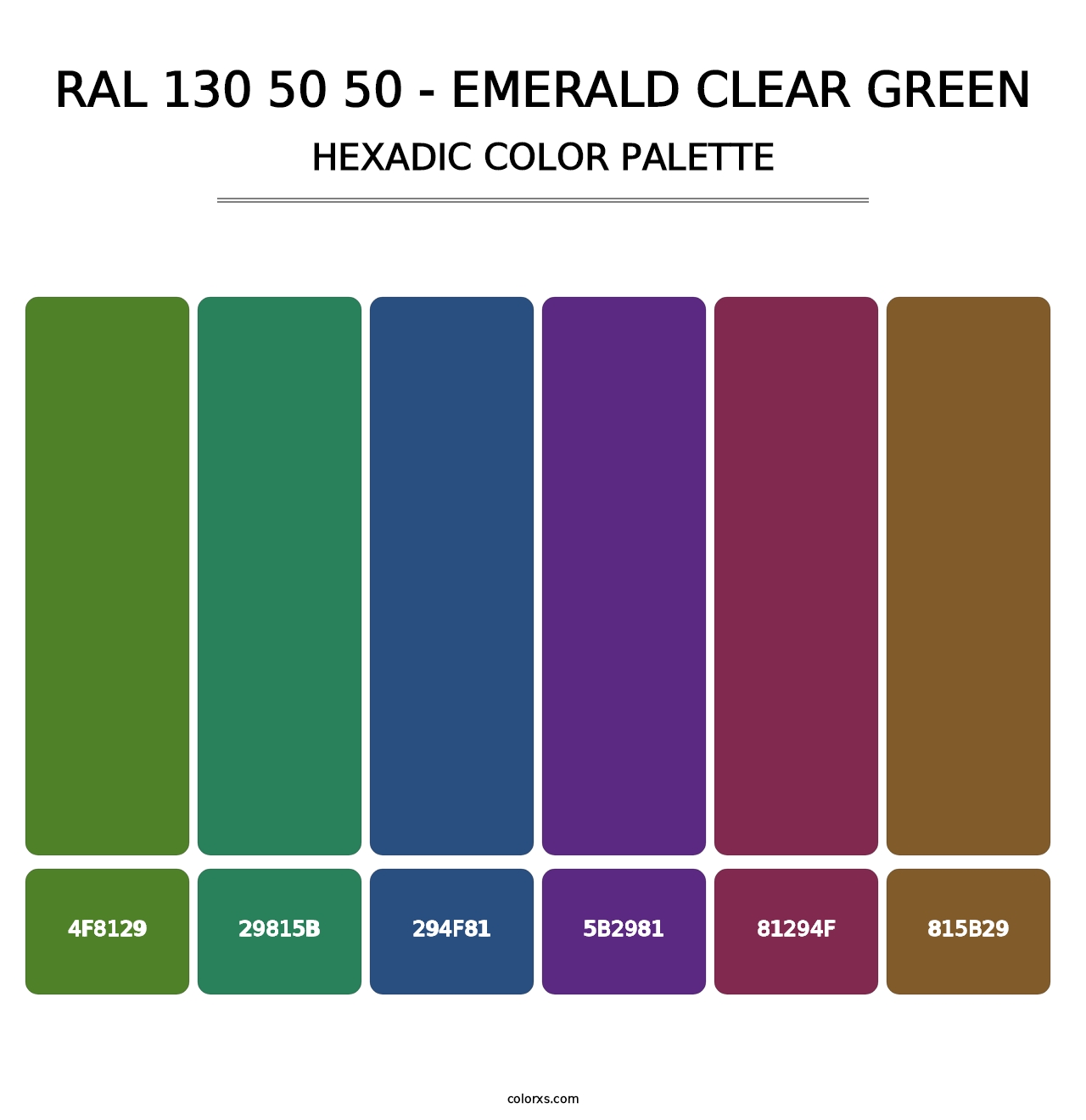 RAL 130 50 50 - Emerald Clear Green - Hexadic Color Palette