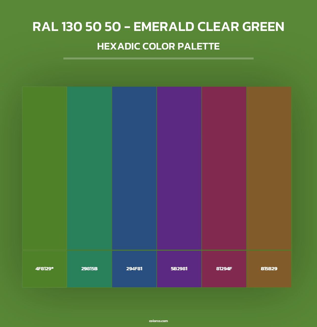 RAL 130 50 50 - Emerald Clear Green - Hexadic Color Palette