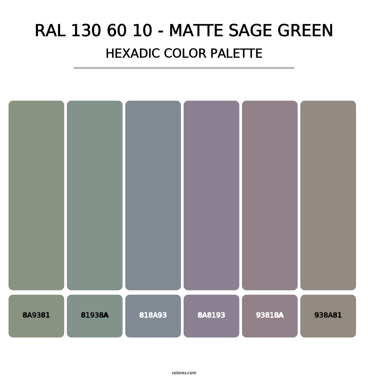 RAL 130 60 10 - Matte Sage Green - Hexadic Color Palette