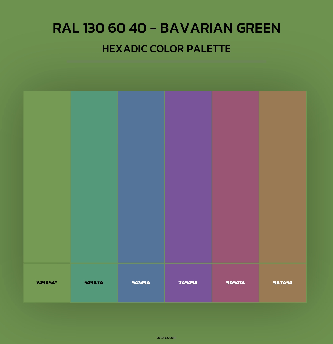 RAL 130 60 40 - Bavarian Green - Hexadic Color Palette