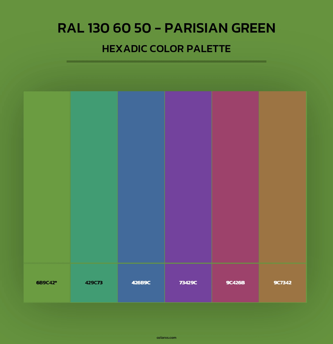 RAL 130 60 50 - Parisian Green - Hexadic Color Palette
