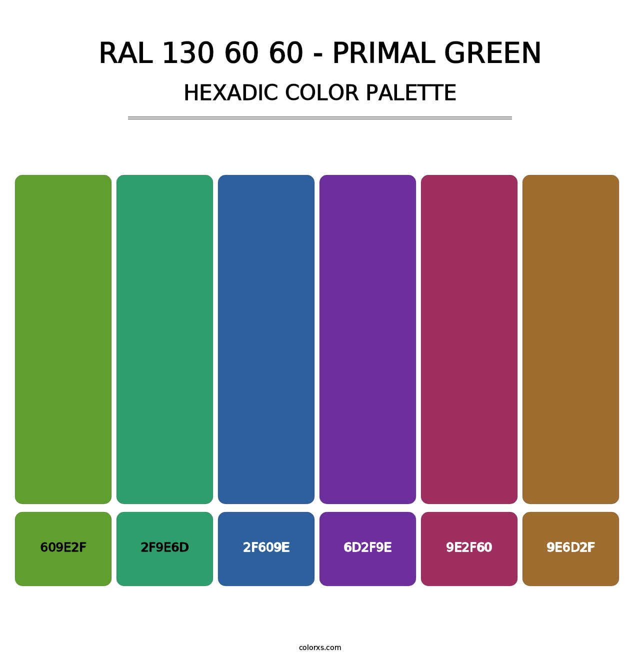RAL 130 60 60 - Primal Green - Hexadic Color Palette