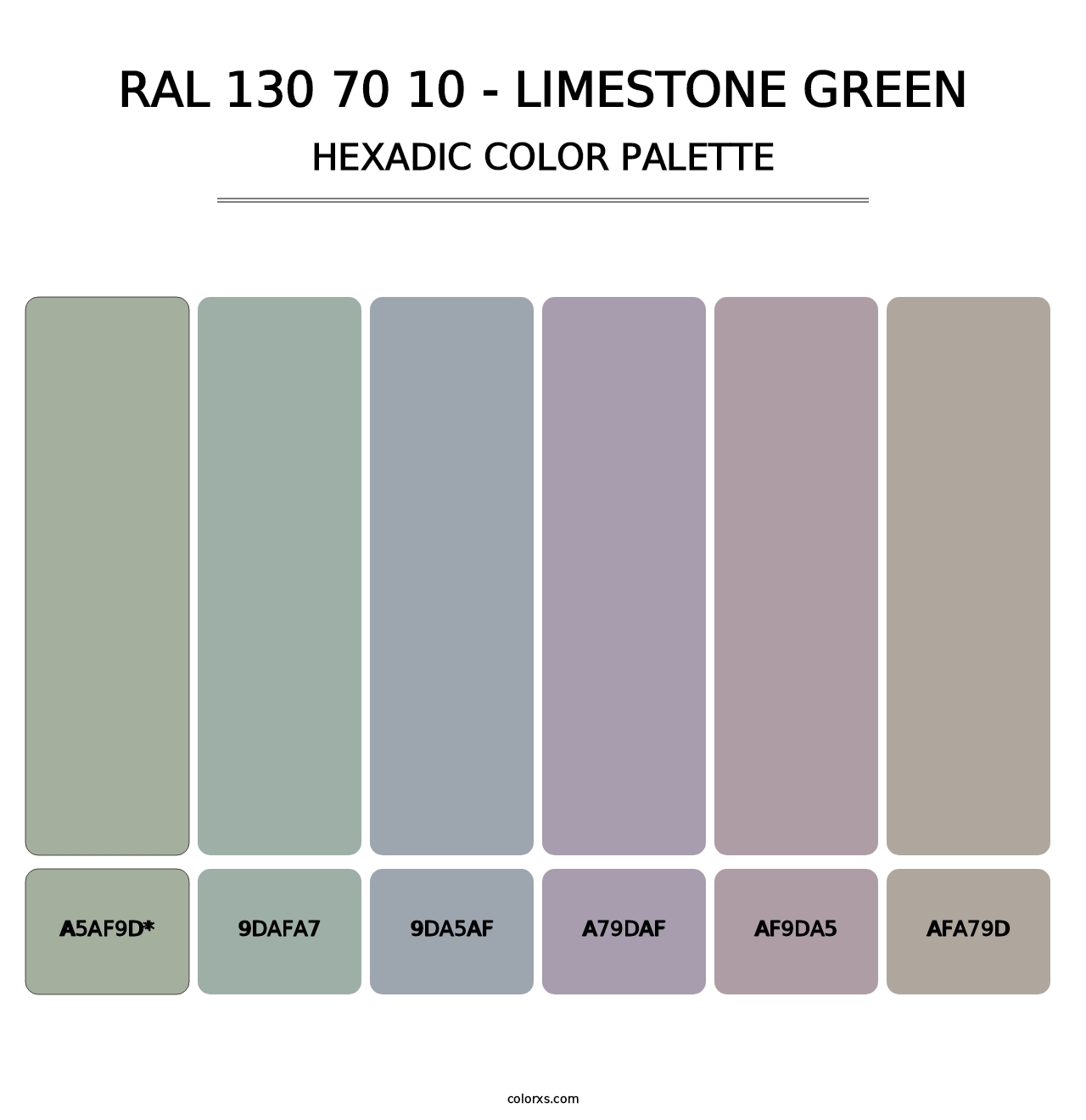 RAL 130 70 10 - Limestone Green - Hexadic Color Palette