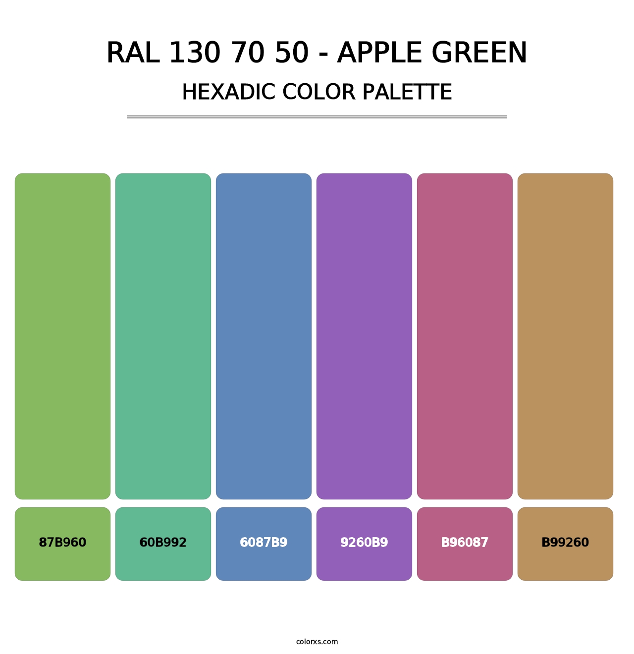RAL 130 70 50 - Apple Green - Hexadic Color Palette