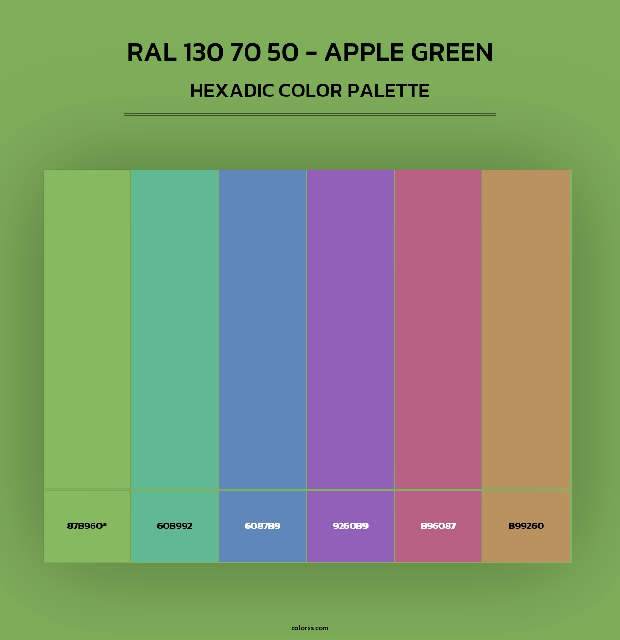 RAL 130 70 50 - Apple Green - Hexadic Color Palette