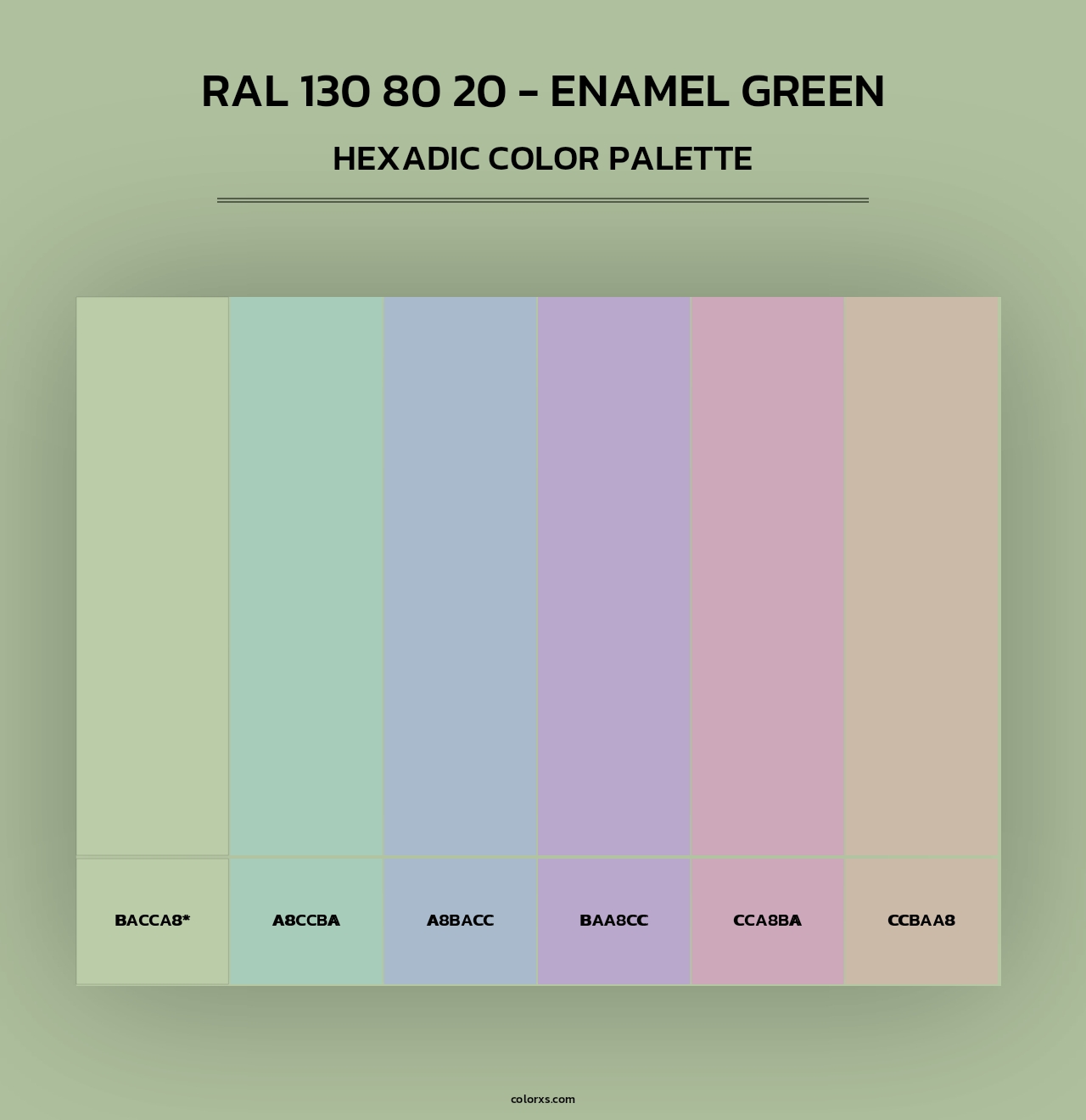RAL 130 80 20 - Enamel Green - Hexadic Color Palette