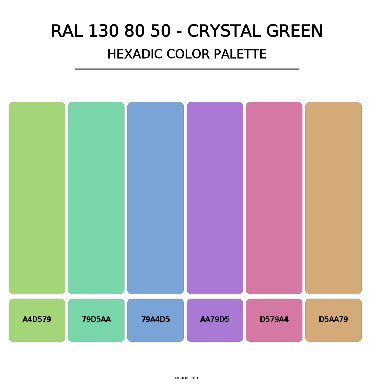 RAL 130 80 50 - Crystal Green - Hexadic Color Palette