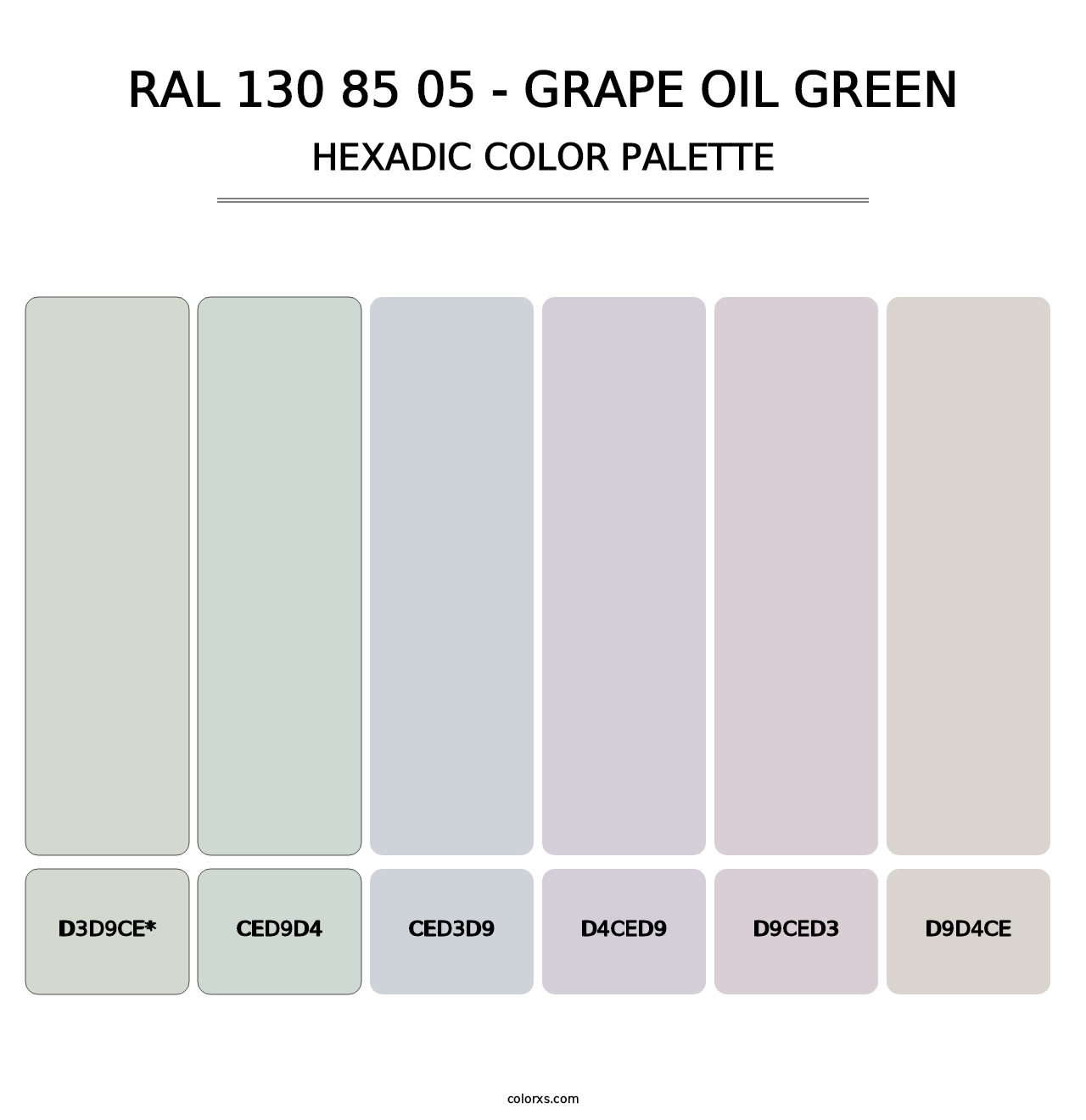 RAL 130 85 05 - Grape Oil Green - Hexadic Color Palette