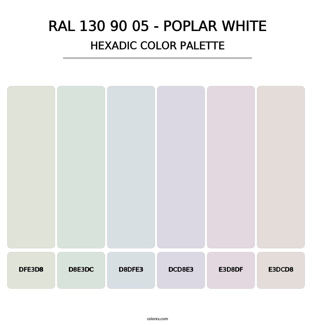 RAL 130 90 05 - Poplar White - Hexadic Color Palette