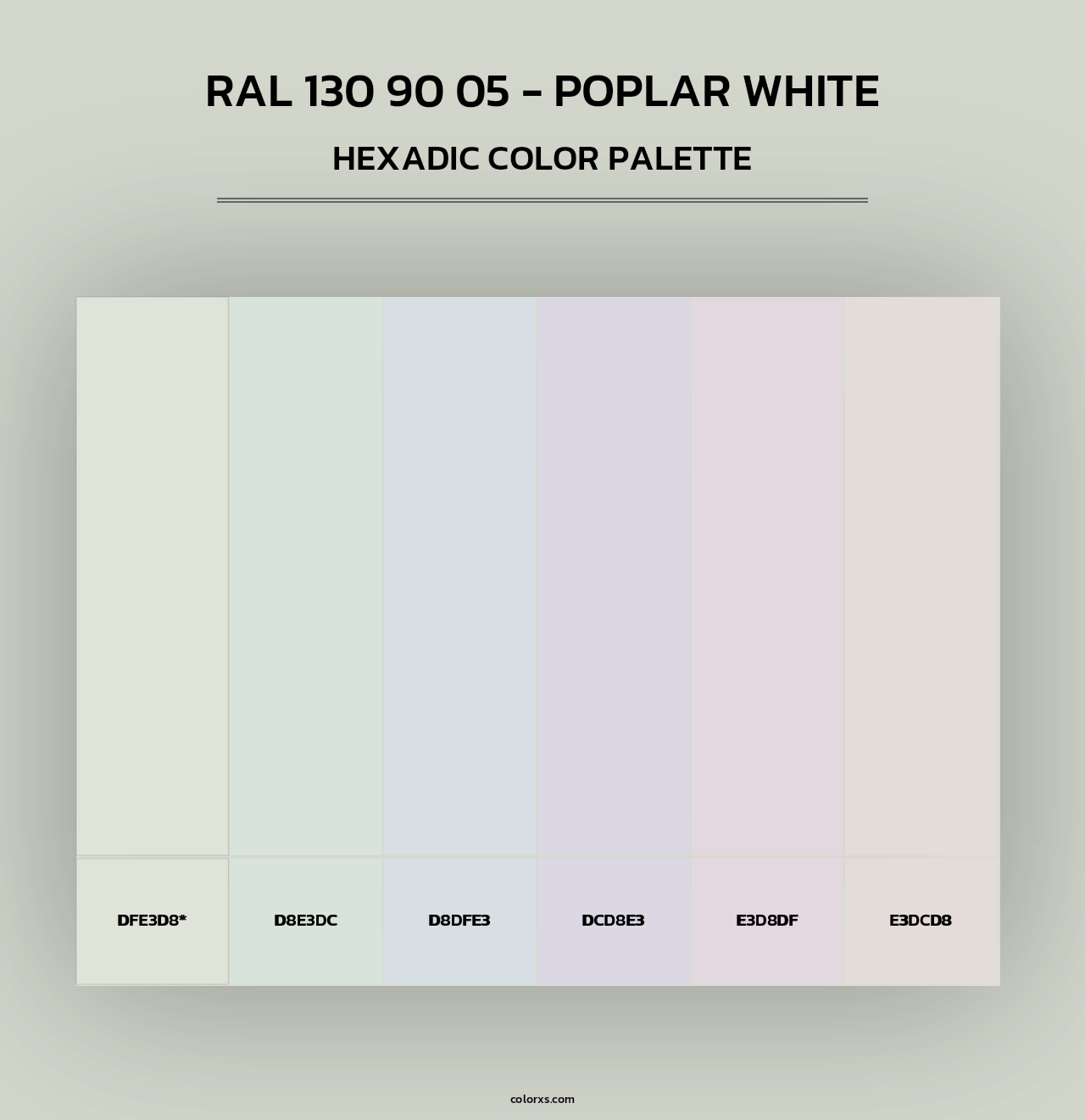 RAL 130 90 05 - Poplar White - Hexadic Color Palette