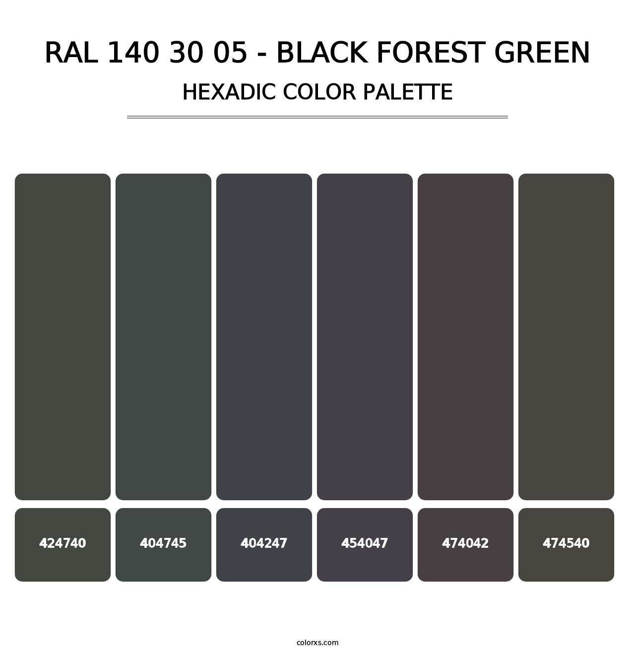 RAL 140 30 05 - Black Forest Green - Hexadic Color Palette