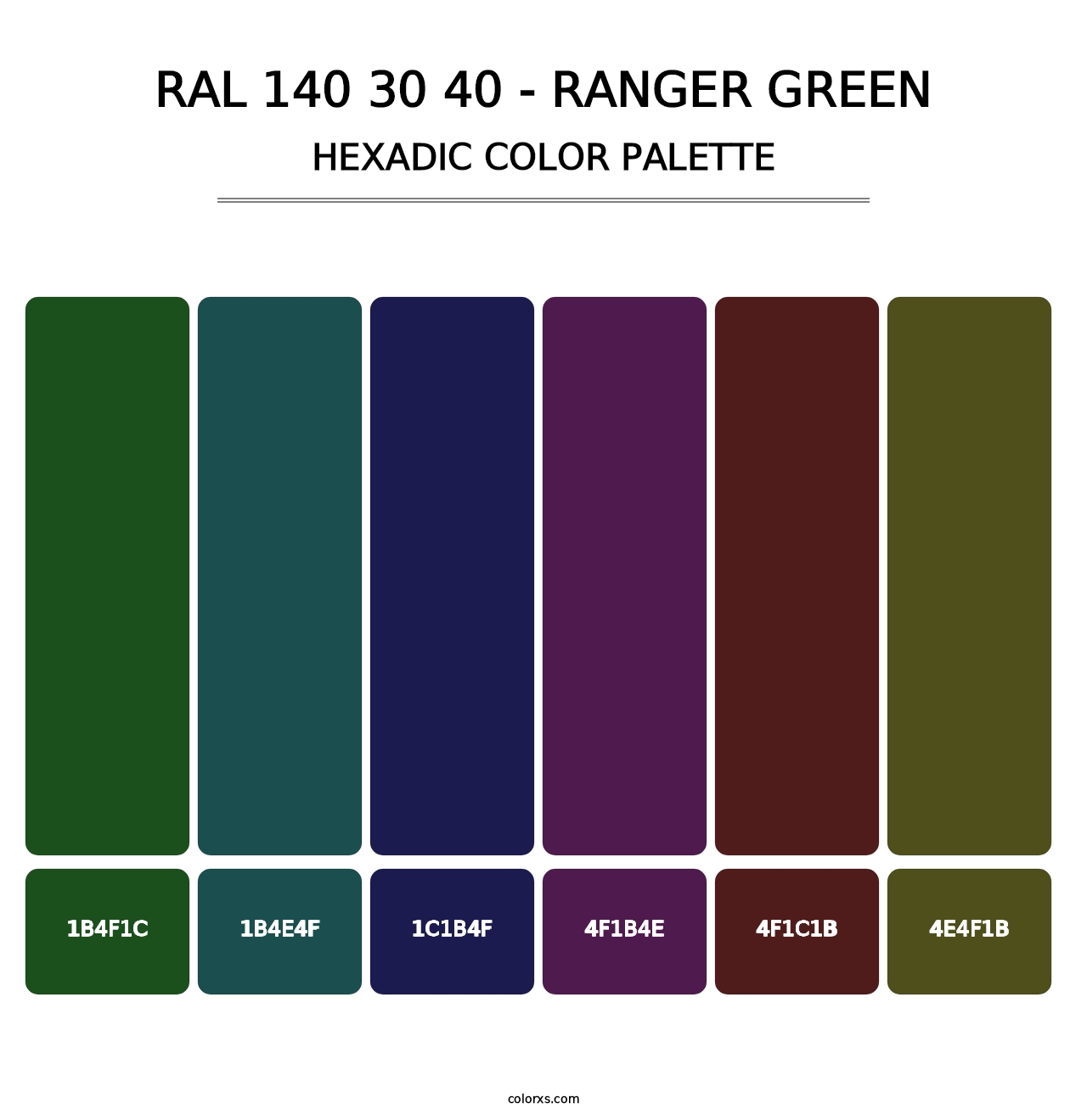 RAL 140 30 40 - Ranger Green - Hexadic Color Palette