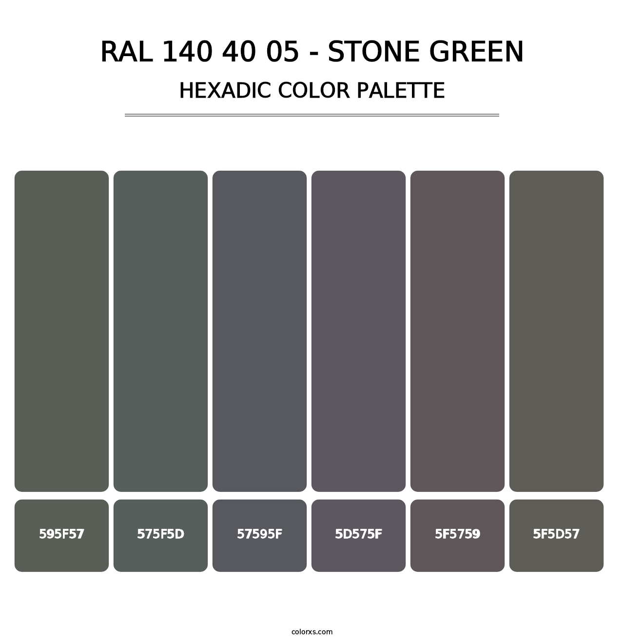 RAL 140 40 05 - Stone Green - Hexadic Color Palette