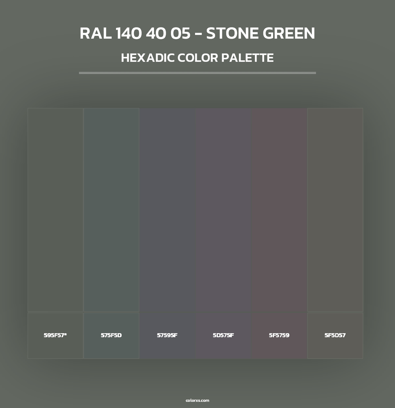 RAL 140 40 05 - Stone Green - Hexadic Color Palette