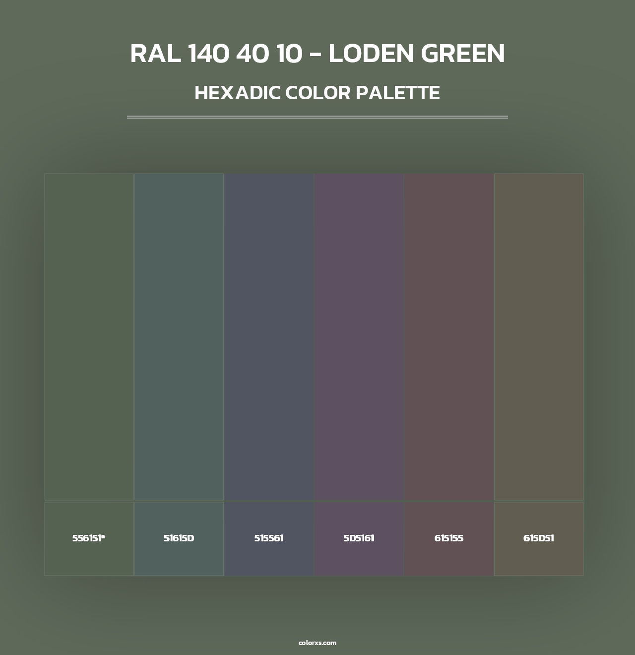 RAL 140 40 10 - Loden Green - Hexadic Color Palette