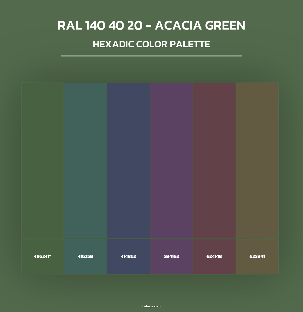 RAL 140 40 20 - Acacia Green - Hexadic Color Palette