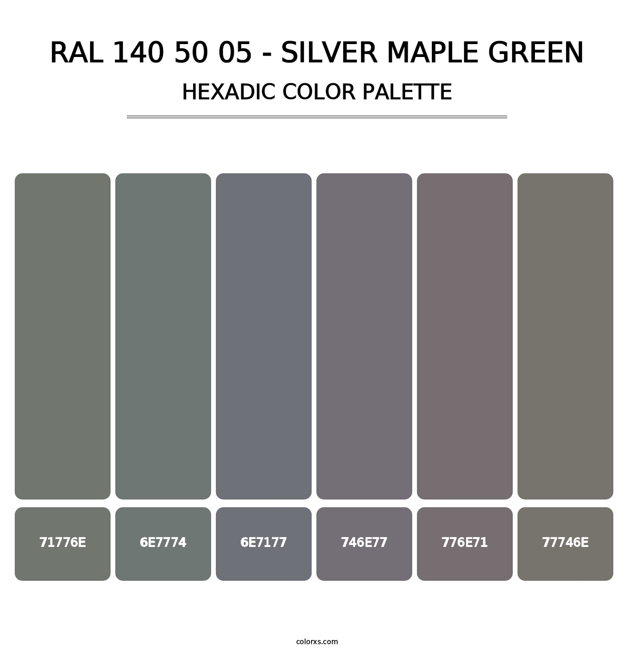 RAL 140 50 05 - Silver Maple Green - Hexadic Color Palette