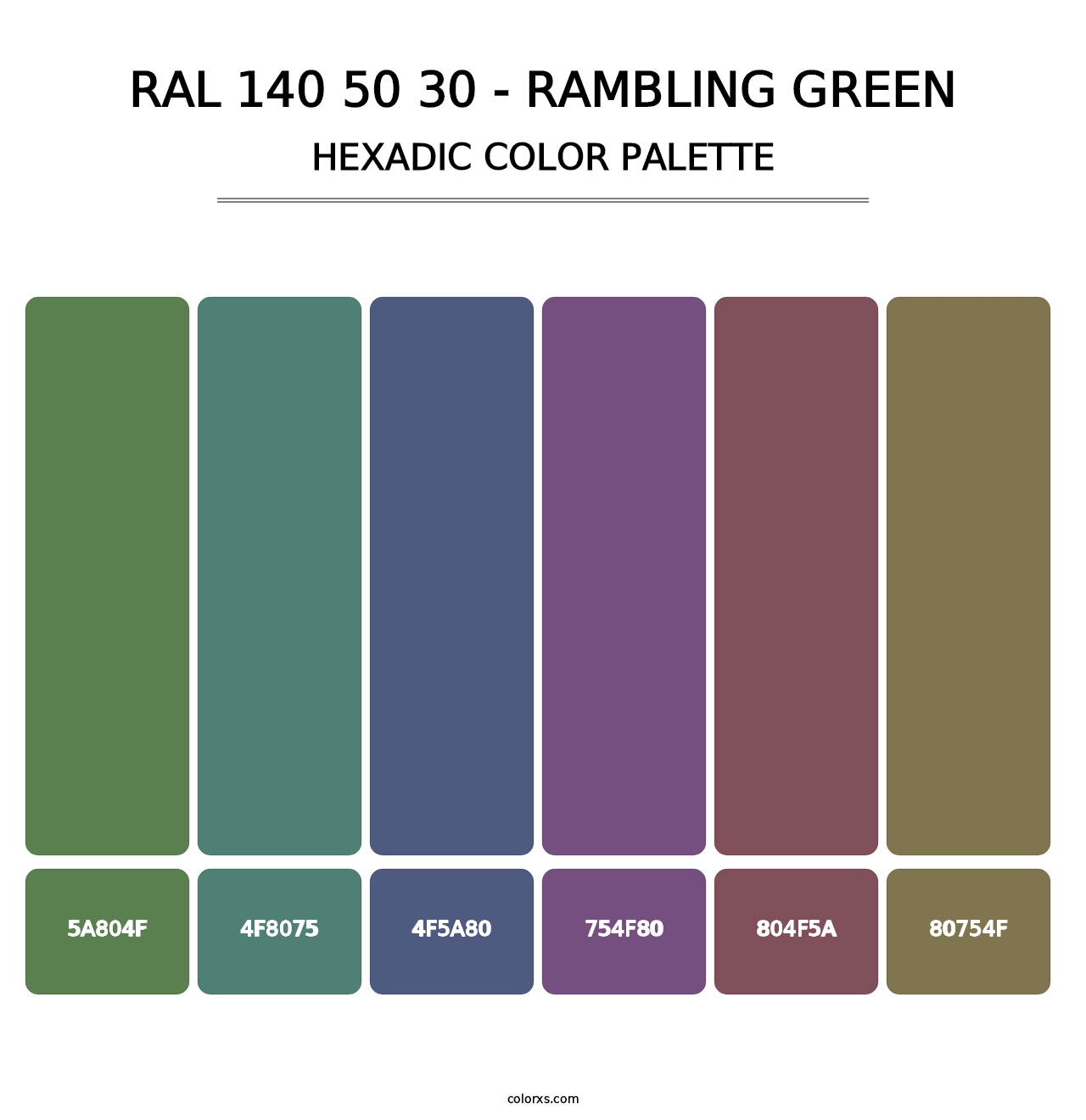 RAL 140 50 30 - Rambling Green - Hexadic Color Palette