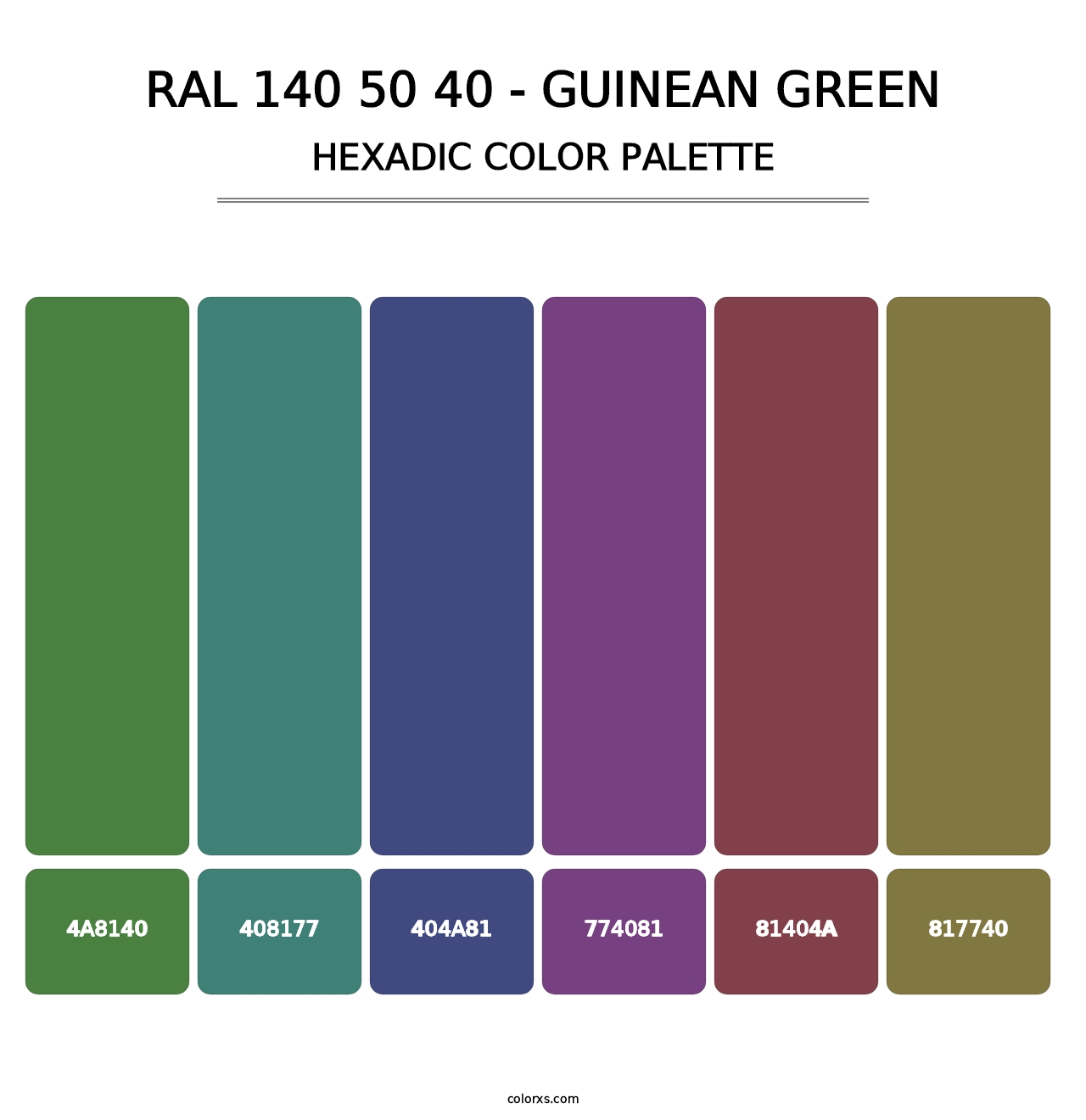 RAL 140 50 40 - Guinean Green - Hexadic Color Palette