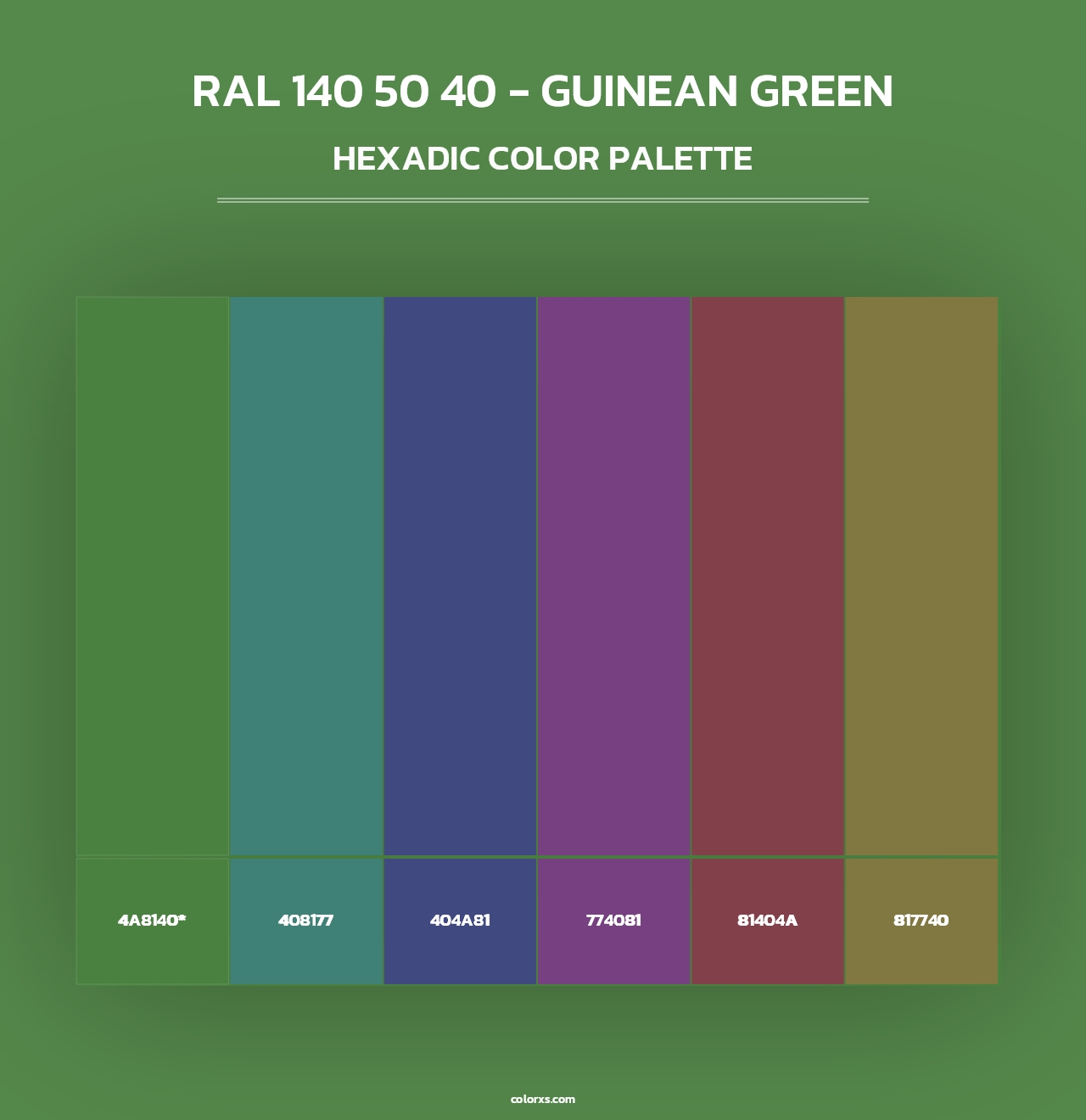 RAL 140 50 40 - Guinean Green - Hexadic Color Palette