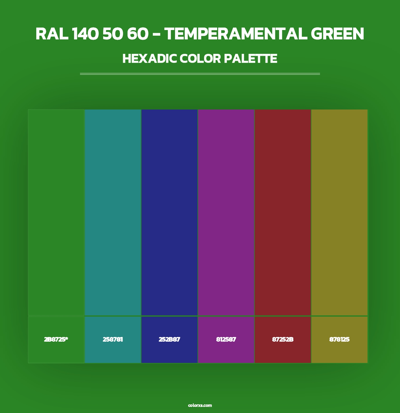 RAL 140 50 60 - Temperamental Green - Hexadic Color Palette