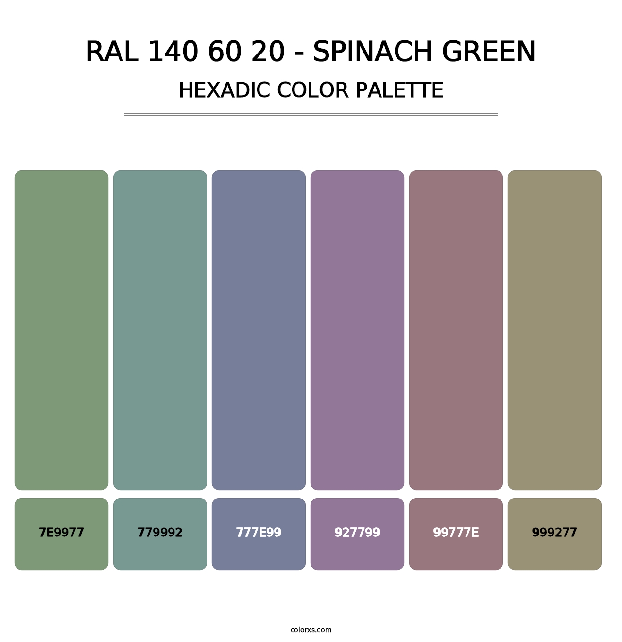 RAL 140 60 20 - Spinach Green - Hexadic Color Palette