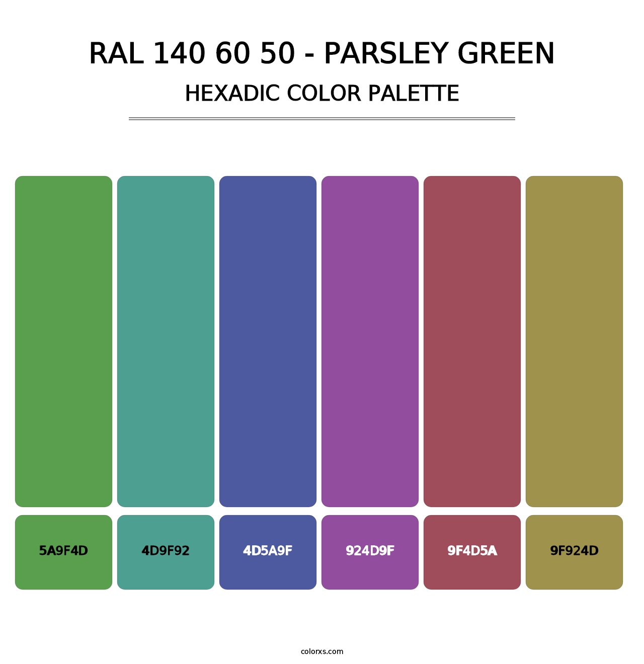 RAL 140 60 50 - Parsley Green - Hexadic Color Palette