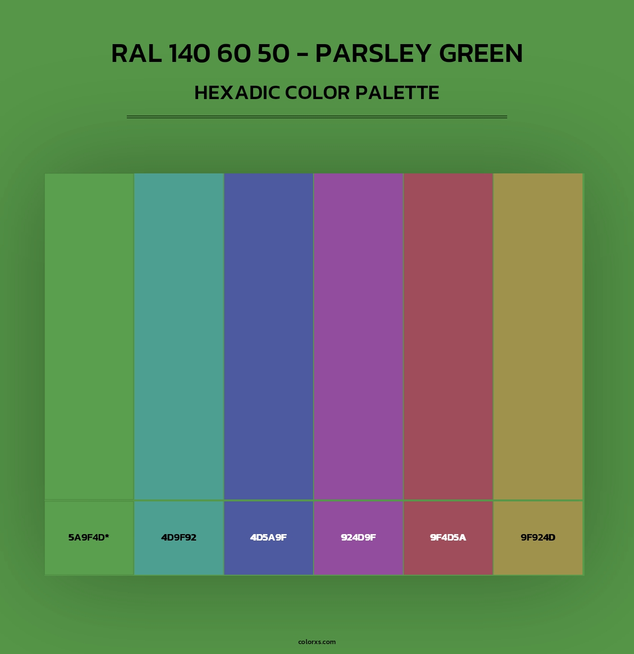 RAL 140 60 50 - Parsley Green - Hexadic Color Palette