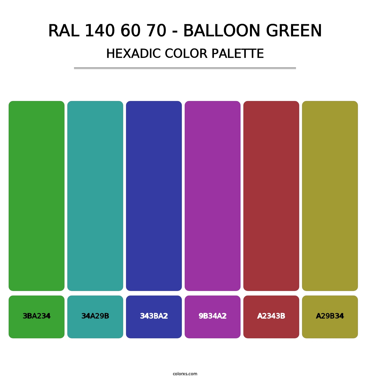 RAL 140 60 70 - Balloon Green - Hexadic Color Palette