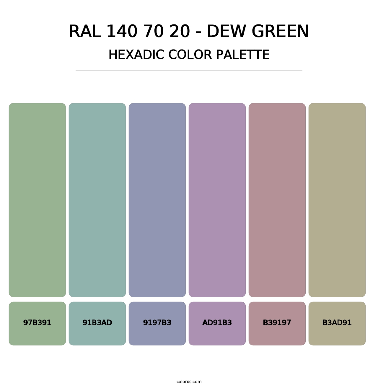 RAL 140 70 20 - Dew Green - Hexadic Color Palette
