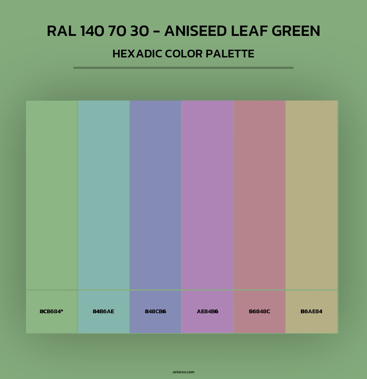 RAL 140 70 30 - Aniseed Leaf Green - Hexadic Color Palette