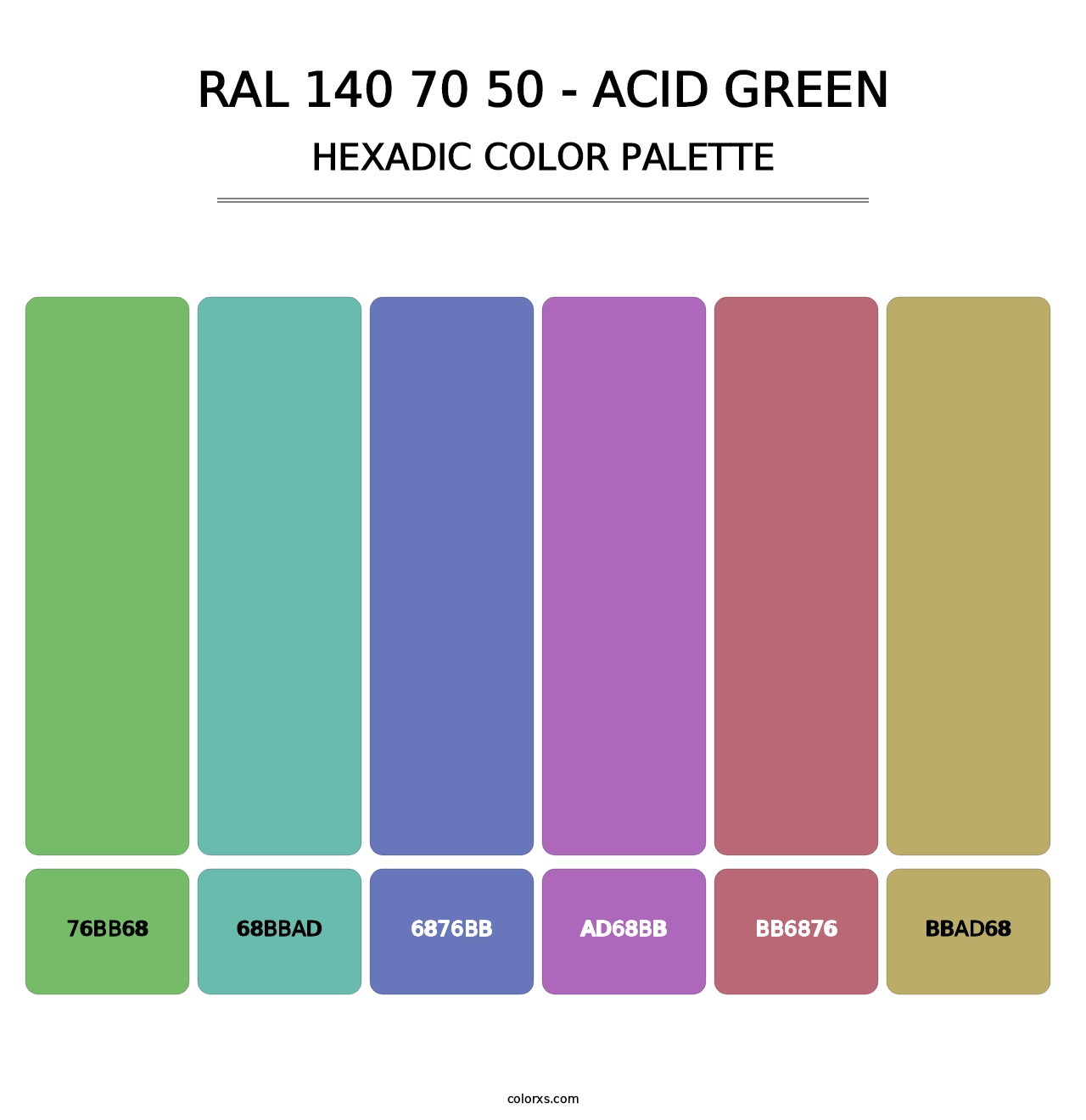 RAL 140 70 50 - Acid Green - Hexadic Color Palette