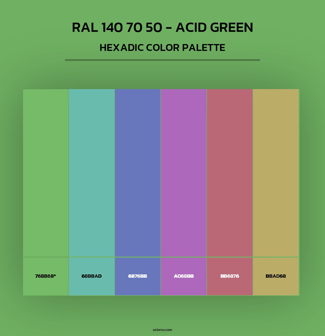 RAL 140 70 50 - Acid Green - Hexadic Color Palette