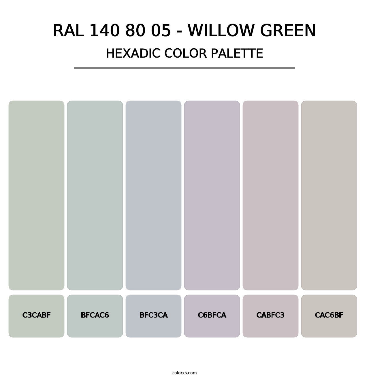 RAL 140 80 05 - Willow Green - Hexadic Color Palette
