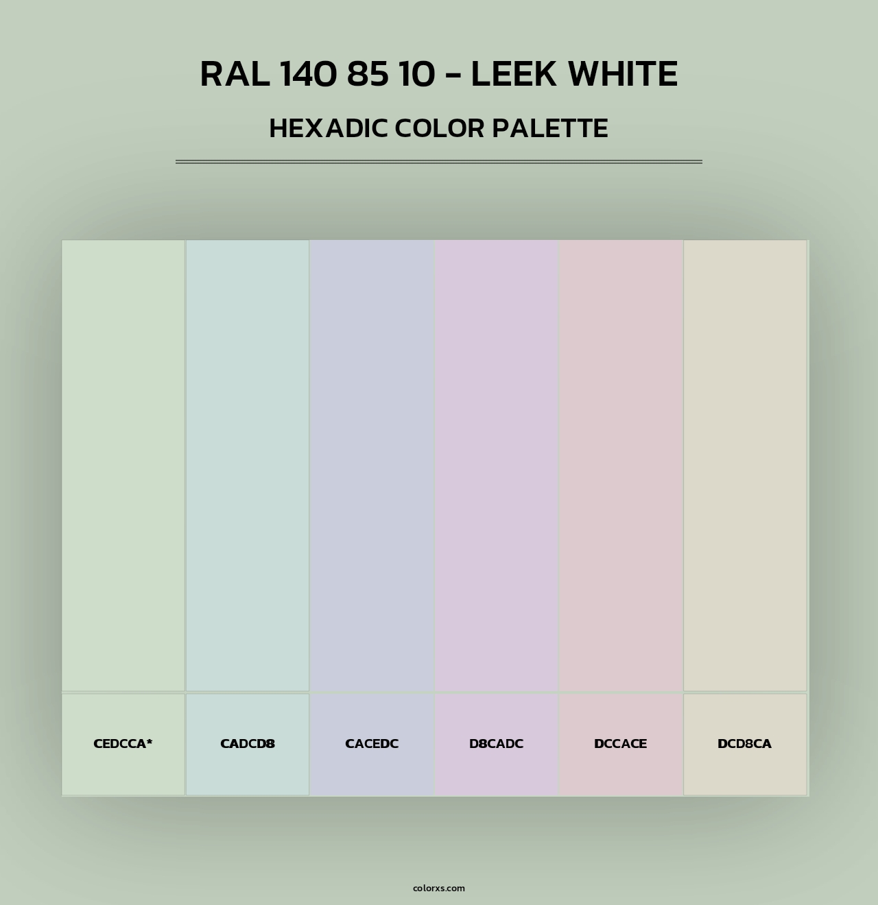 RAL 140 85 10 - Leek White - Hexadic Color Palette