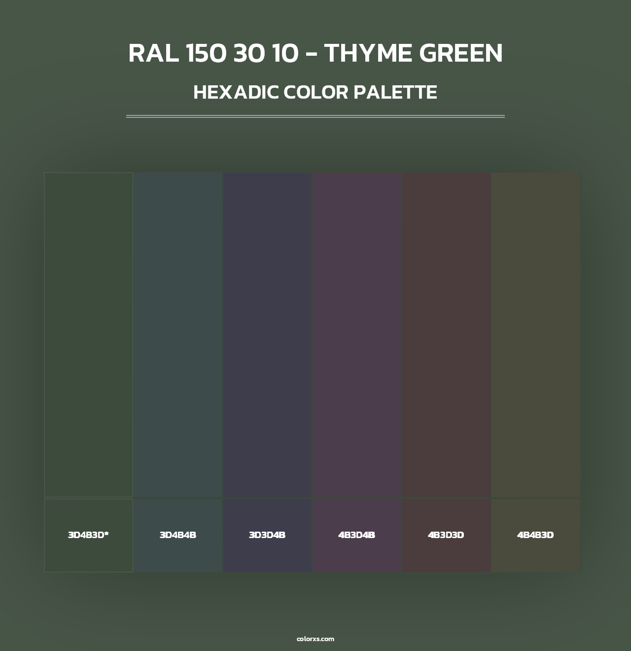 RAL 150 30 10 - Thyme Green - Hexadic Color Palette
