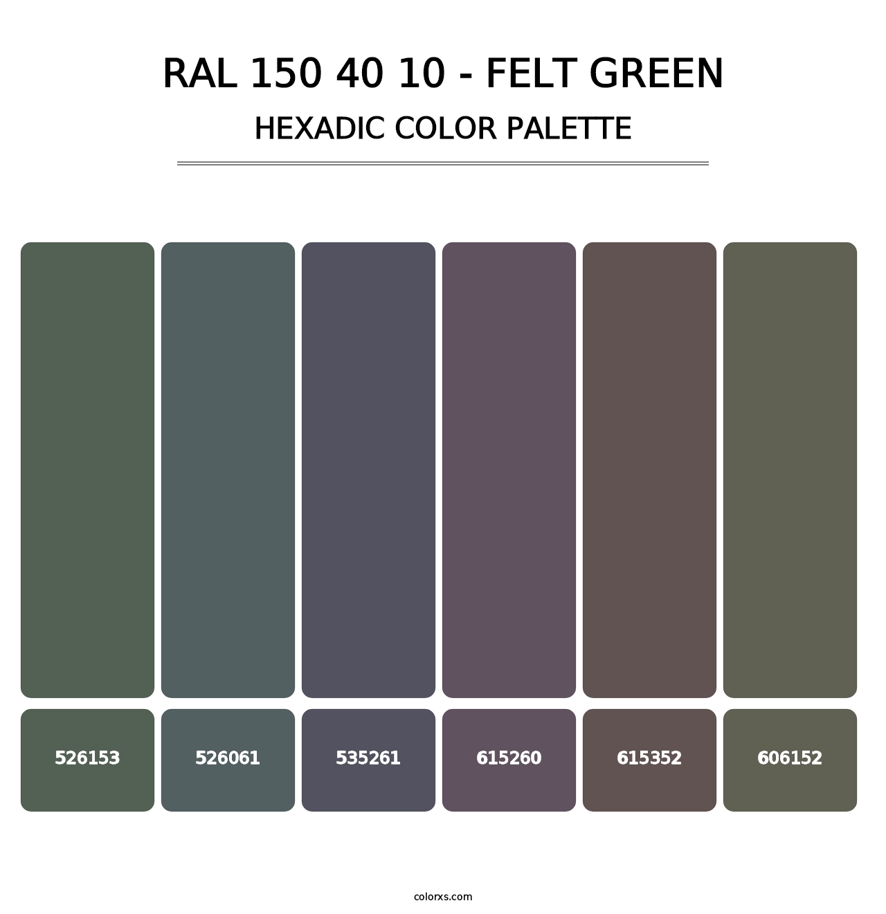 RAL 150 40 10 - Felt Green - Hexadic Color Palette